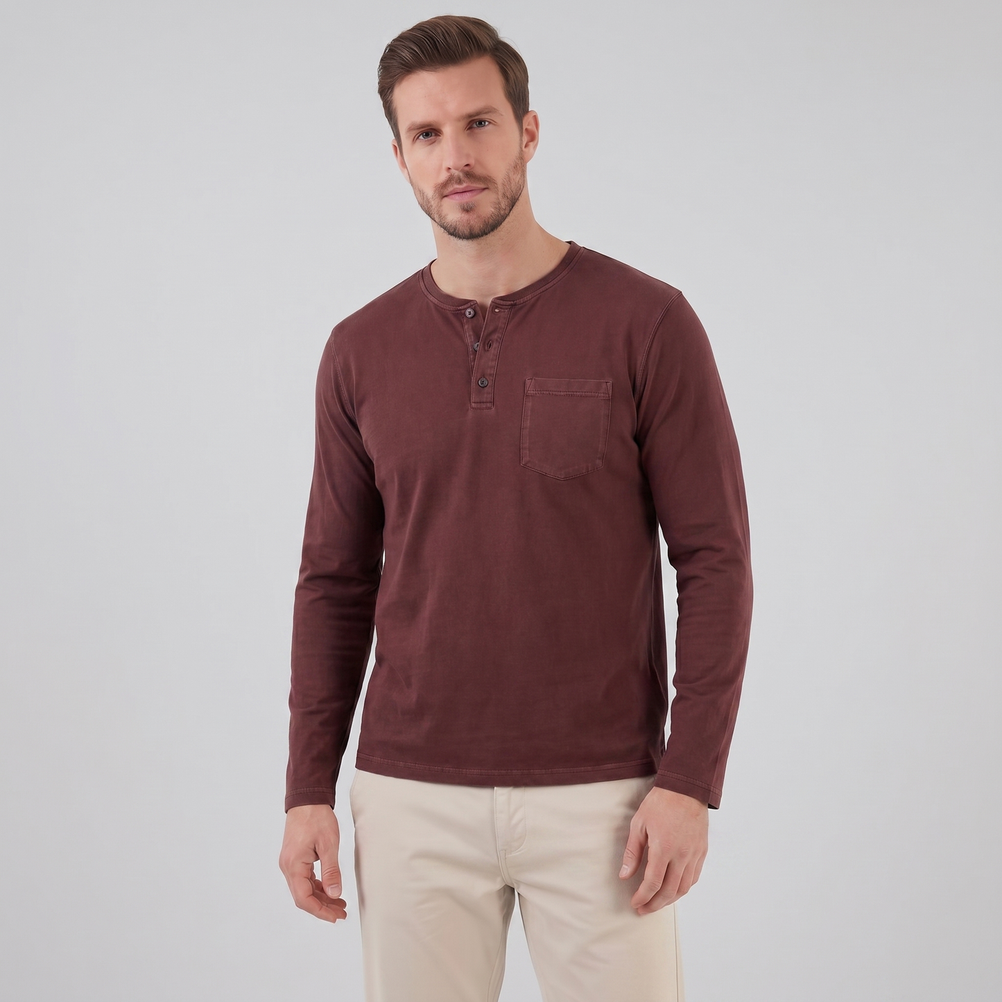 Men's Long Sleeve Henley Shirt