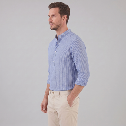 Men's Long Sleeve Striped Henley Shirt