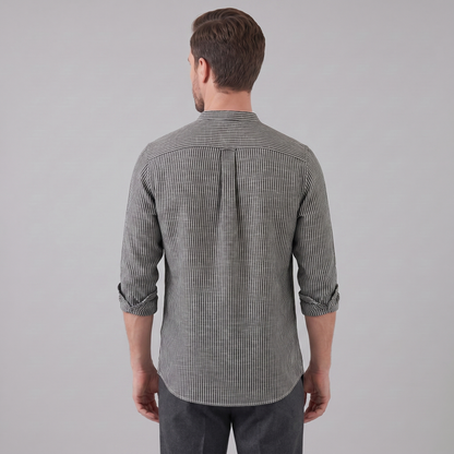 Men's Long Sleeve Striped Henley Shirt