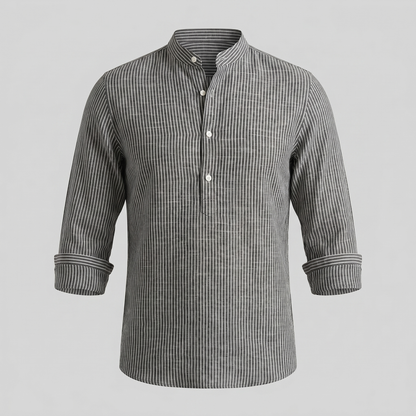 Men's Long Sleeve Striped Henley Shirt
