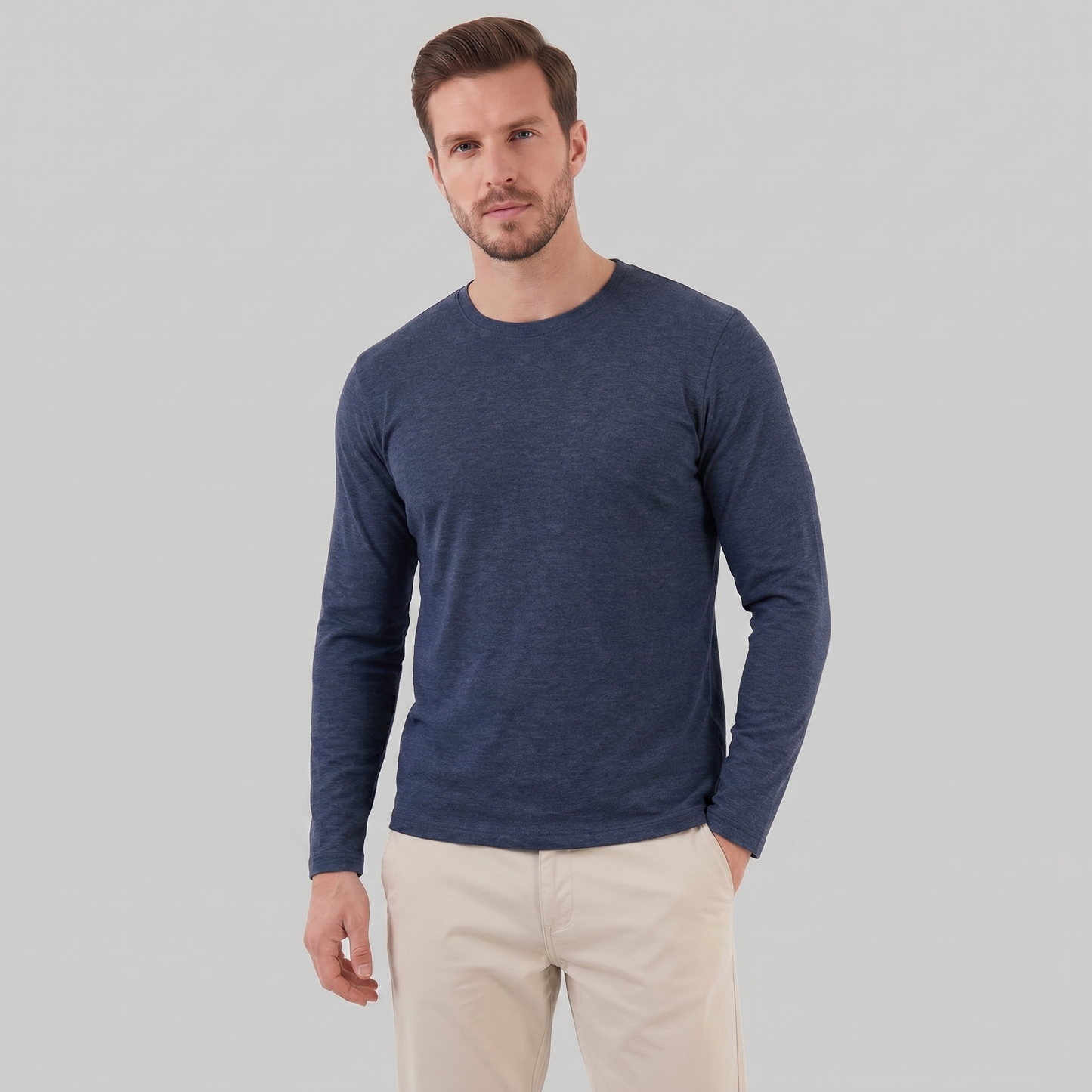 Men's Long-Sleeved Crew Neck Sweater