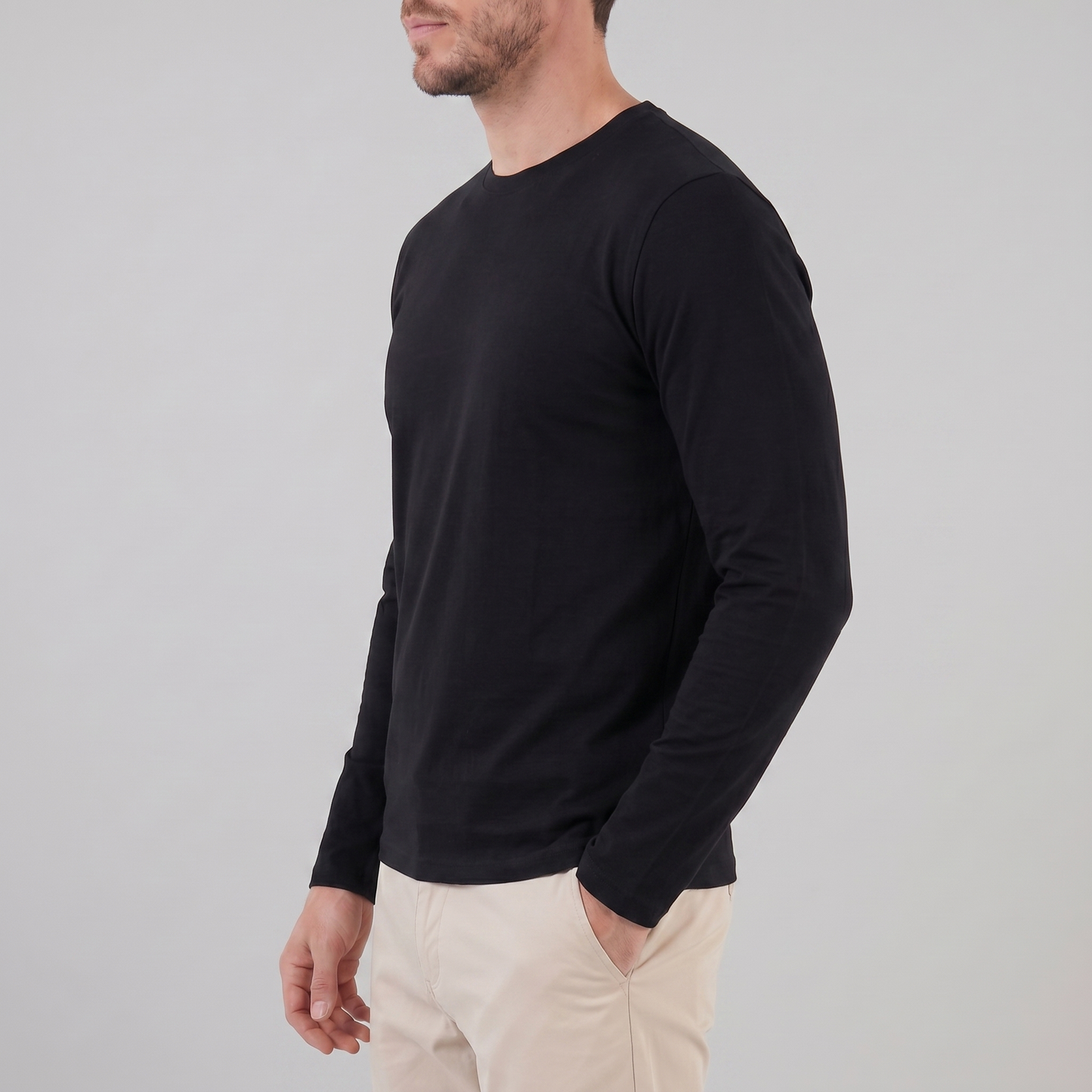 Men's Long-Sleeved Crew Neck Sweater