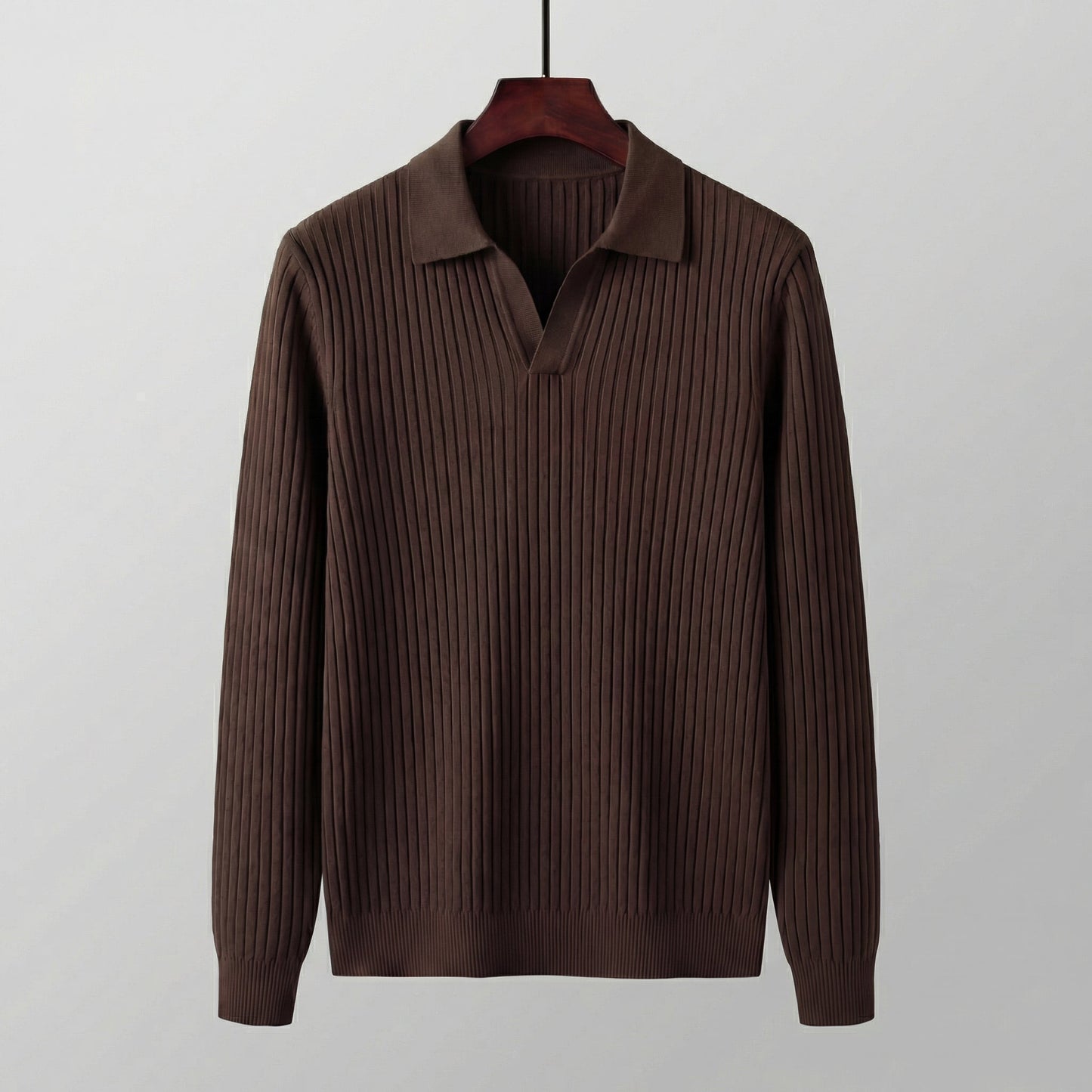 Men's Long Sleeved V-Neck Polo Shirt