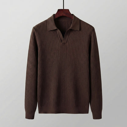 Men's Long Sleeved V-Neck Polo Shirt