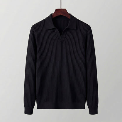 Men's Long Sleeved V-Neck Polo Shirt