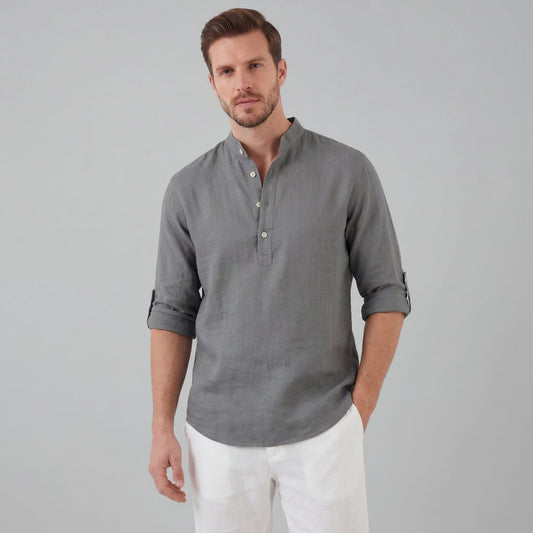 Men's Loose-Fit Henley Collar Shirt