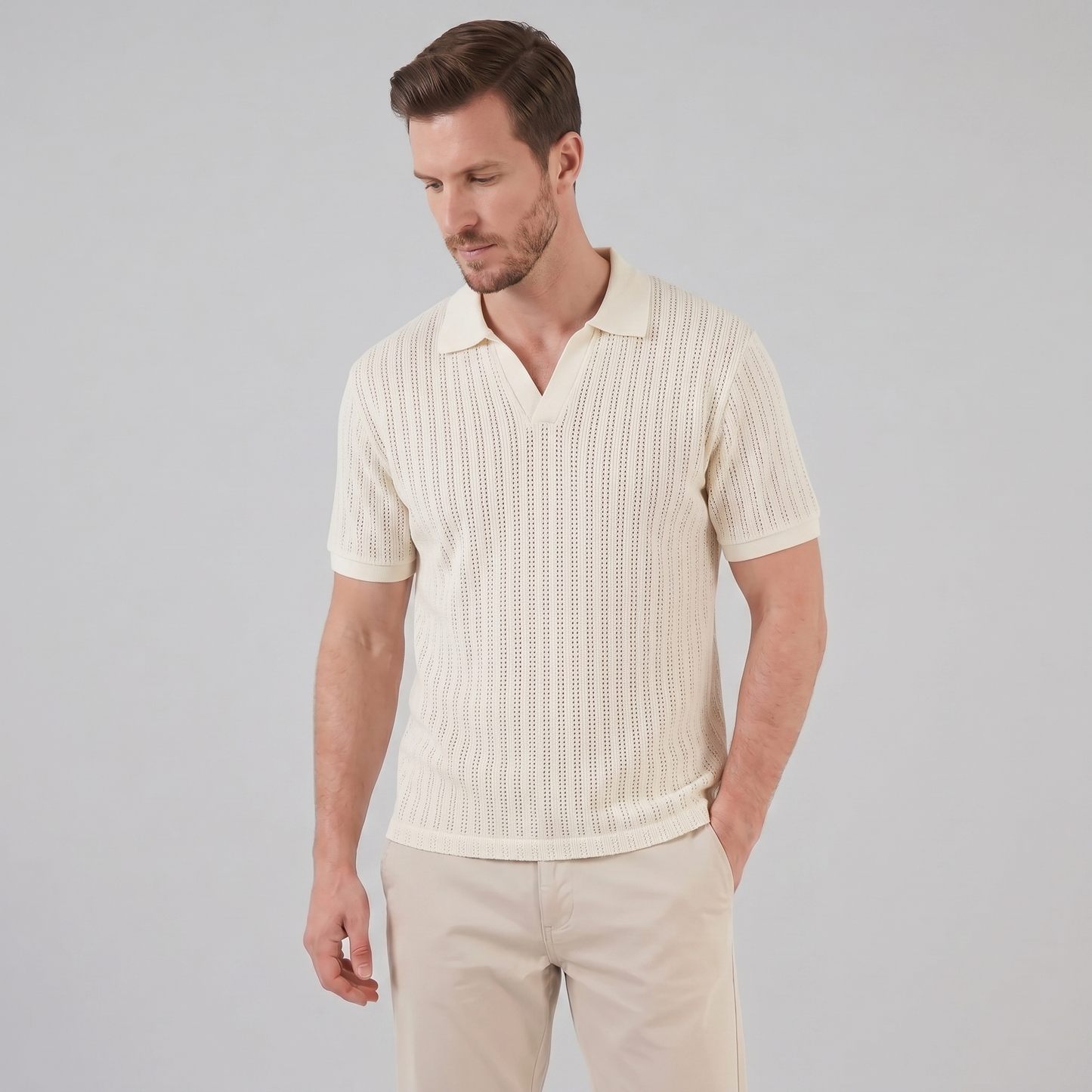 Men's Open Collar Summer Polo Shirt