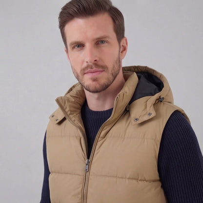 Men's Padded Body Warmer Vest with Hood