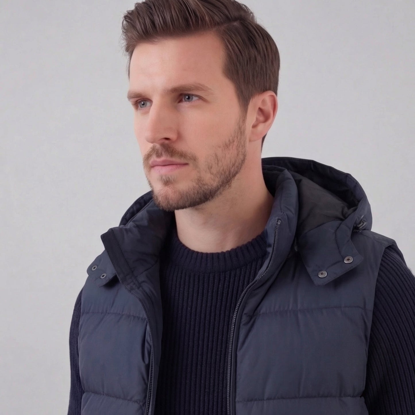 Men's Padded Body Warmer Vest with Hood