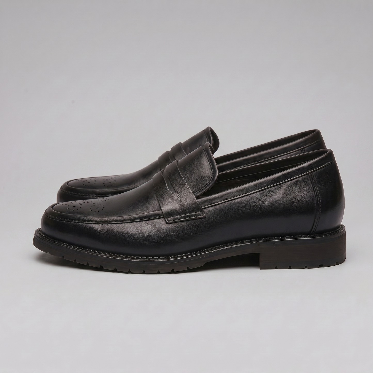 Men's Penny Loafers with Brogue Details