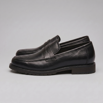 Men's Penny Loafers with Brogue Details