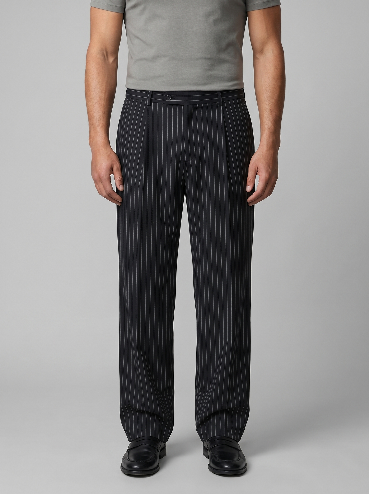 Men's Pinstripe Wide Leg Trousers