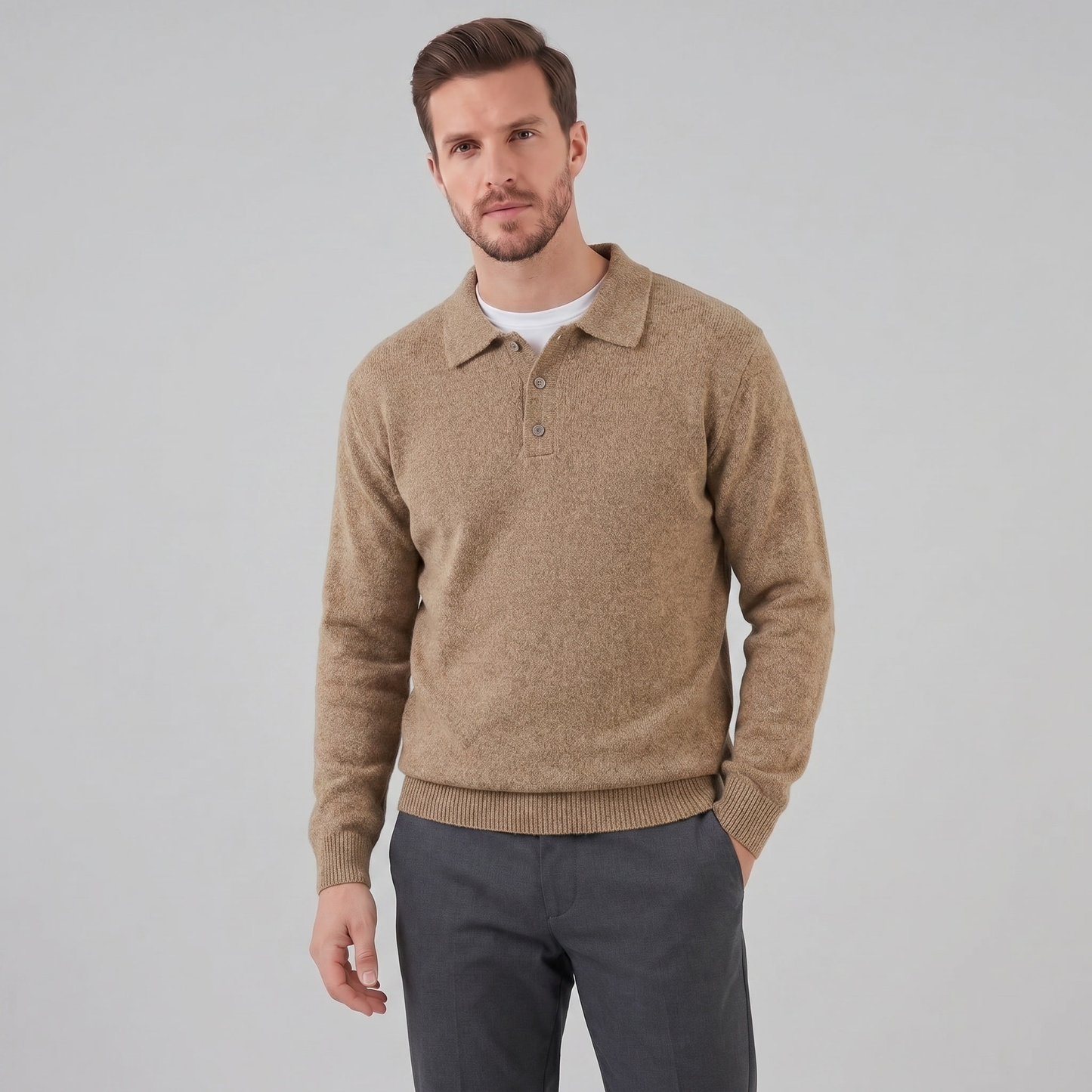 Men's Polo Collar Knit Sweater