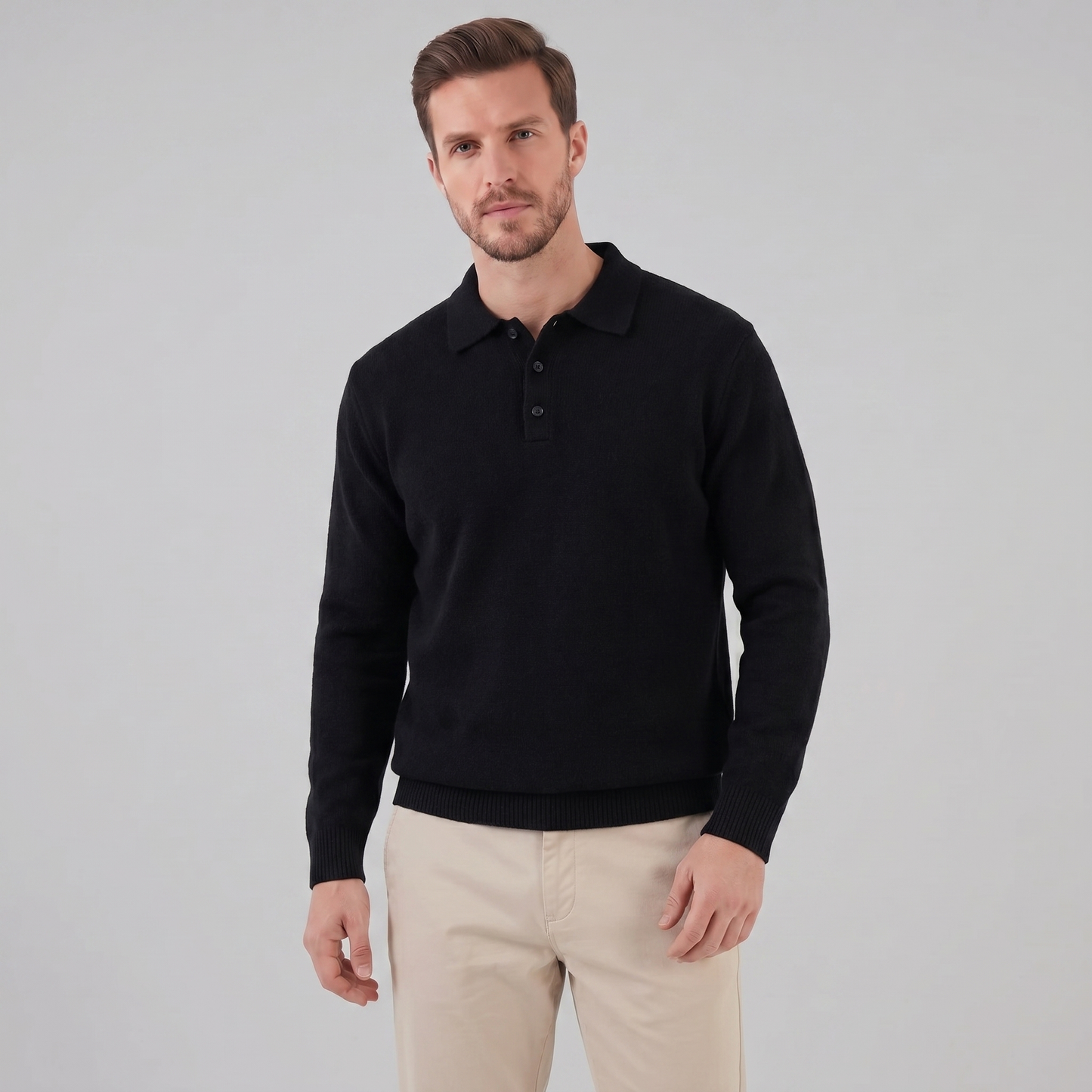 Men's Polo Collar Knit Sweater