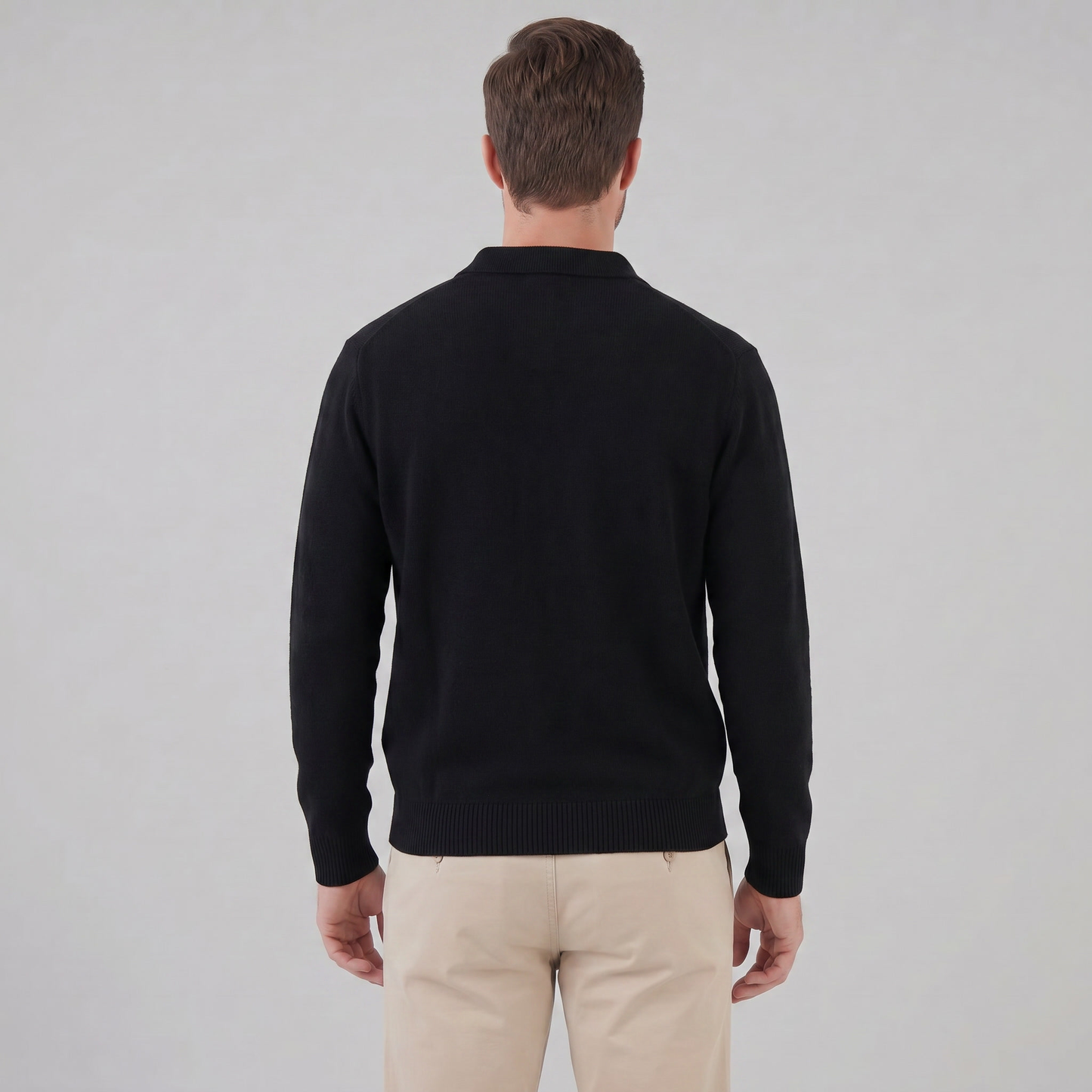Men's Polo Collar Knit Sweater
