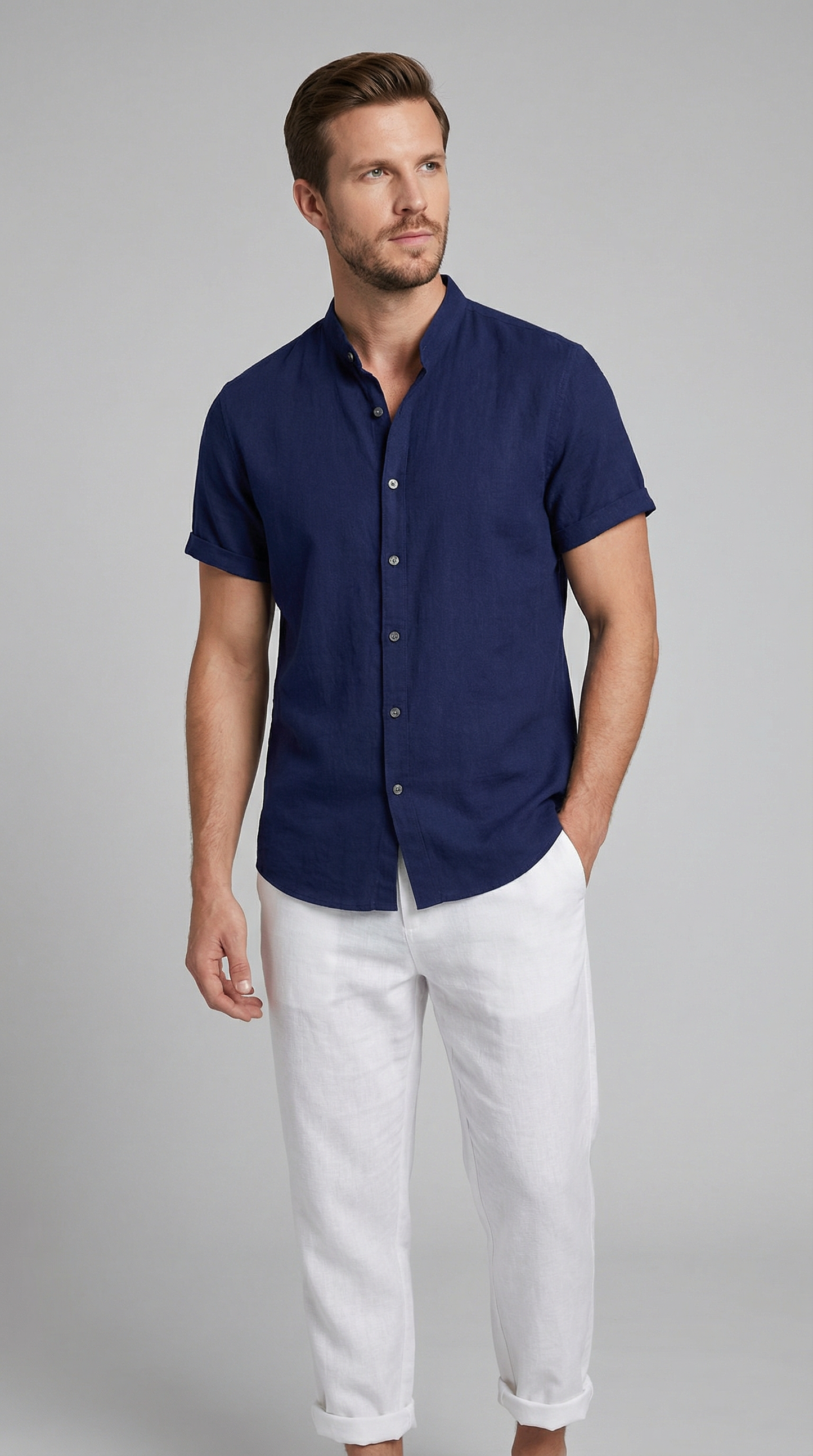 Men's Polo Shirt and Linen Trouser Set