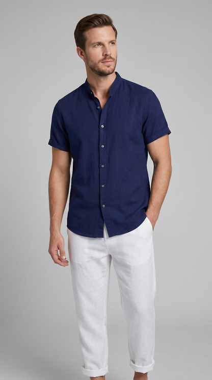 Men's Polo Shirt and Linen Trouser Set