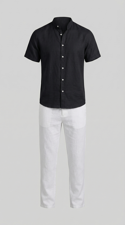 Men's Polo Shirt and Linen Trouser Set
