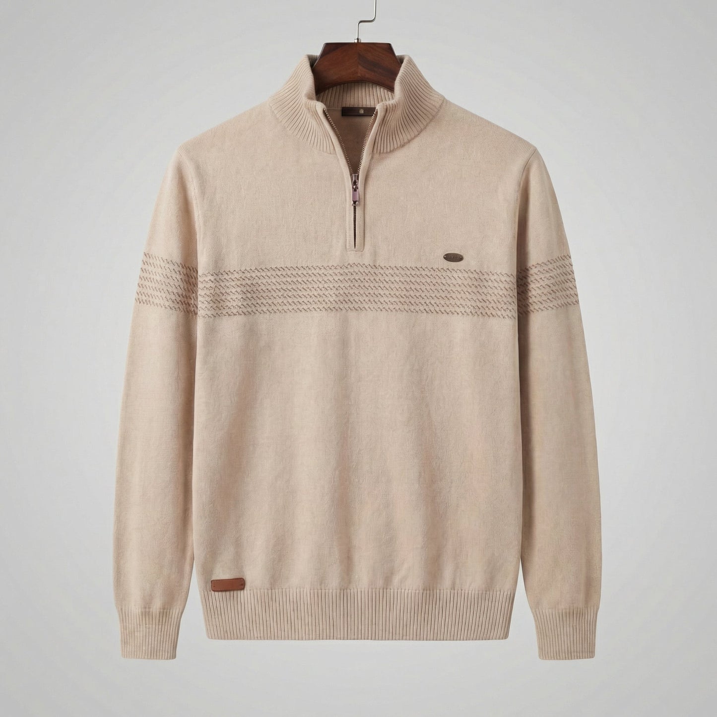 Men's Quarter Zip Sweater with Stripe Detail
