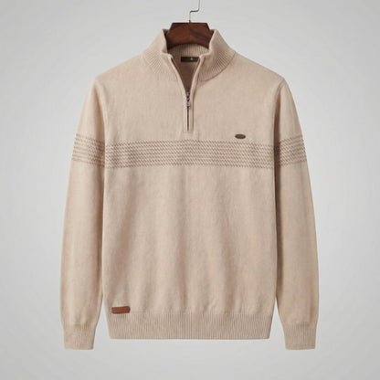 Men's Quarter Zip Sweater with Stripe Detail