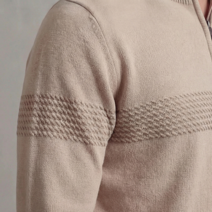 Men's Quarter Zip Sweater with Stripe Detail
