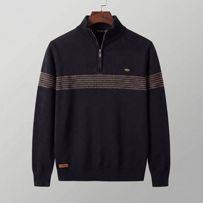 Men's Quarter Zip Sweater with Stripe Detail