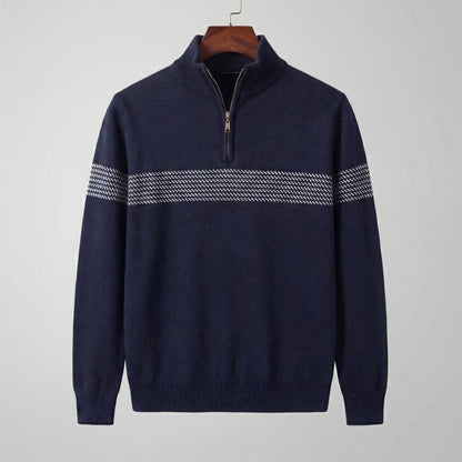 Men's Quarter Zip Sweater with Stripe Detail