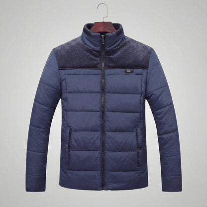 Men's Quilted Fleece Jacket with Stand-Up Collar