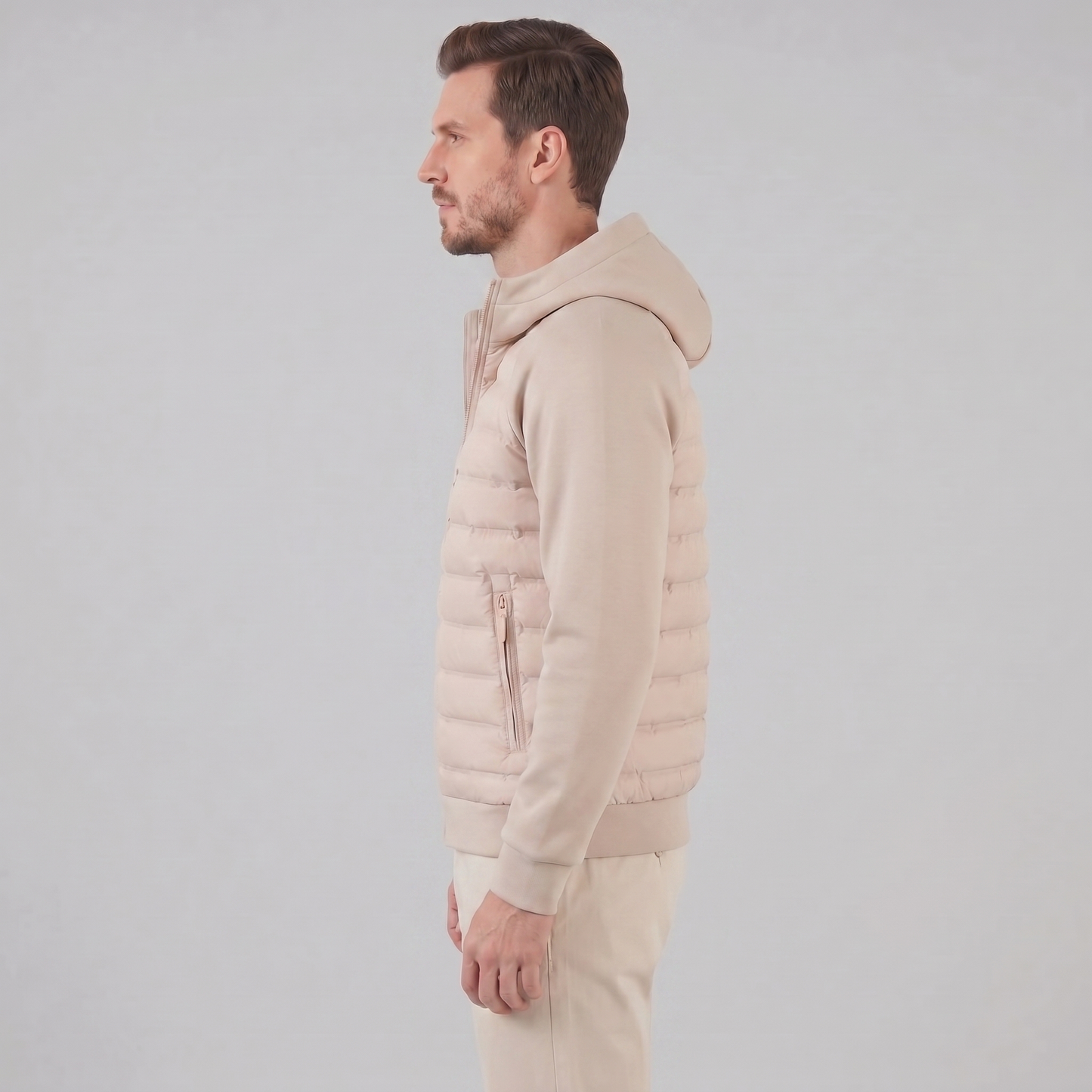 Men's Quilted Hybrid Hooded Jacket