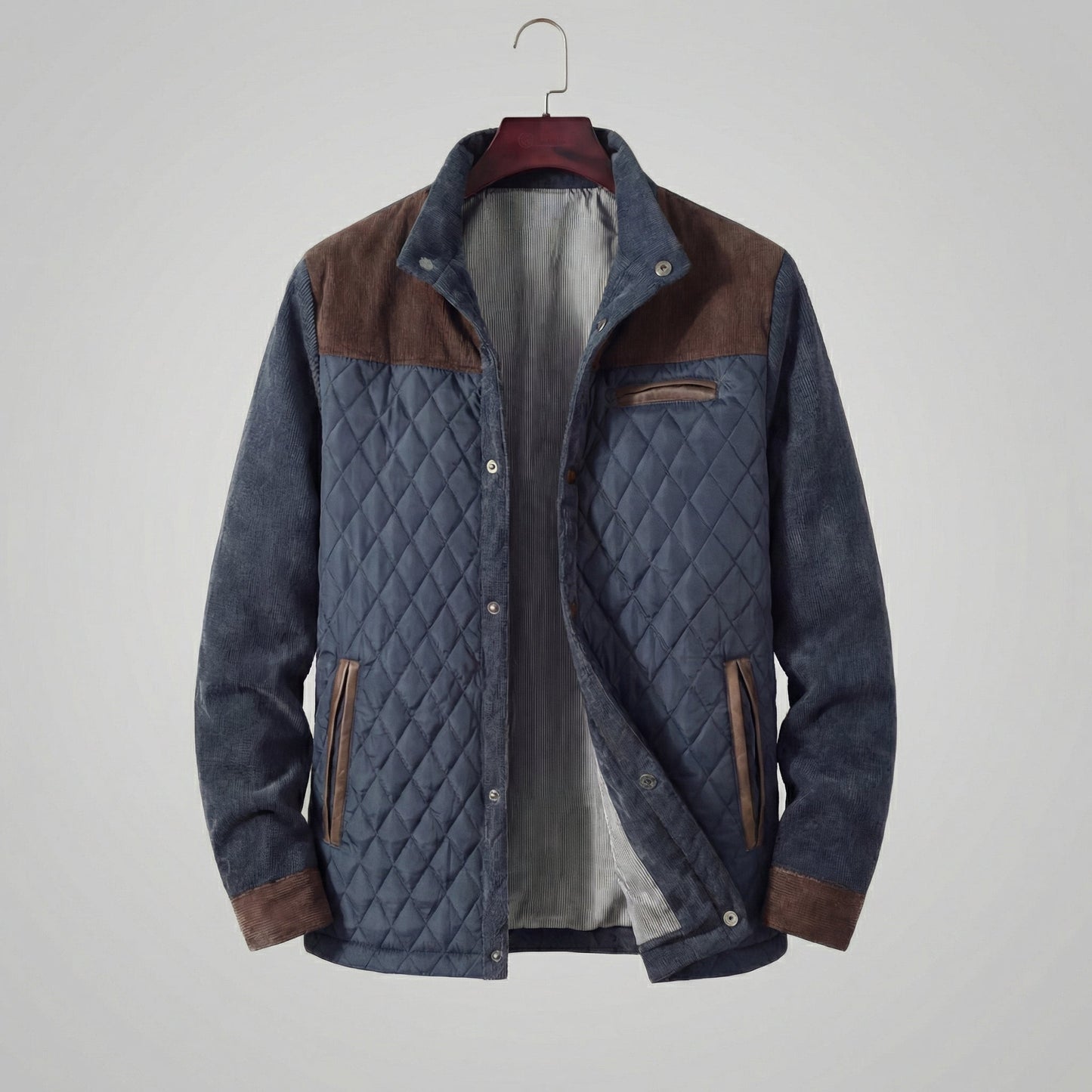 Men's Quilted Spring Jacket with Stand-Up Collar