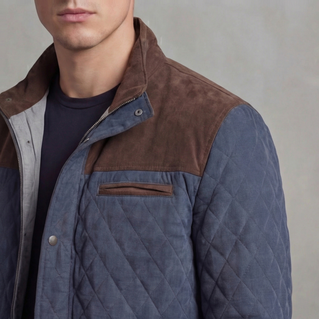 Men's Quilted Spring Jacket with Stand-Up Collar