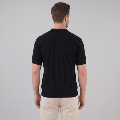 Men's Rib-Knit Polo Shirt with Short Sleeves