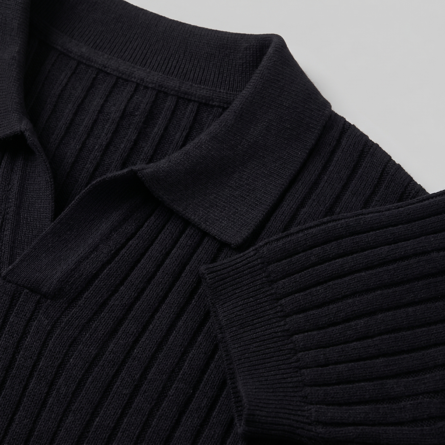 Men's Rib-Knit Polo Shirt with Short Sleeves
