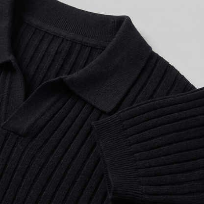 Men's Rib-Knit Polo Shirt with Short Sleeves