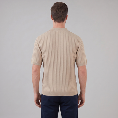 Men's Rib-Knit Polo Shirt with Short Sleeves