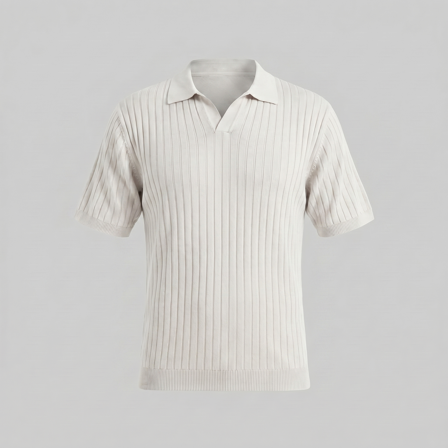 Men's Rib-Knit Polo Shirt with Short Sleeves