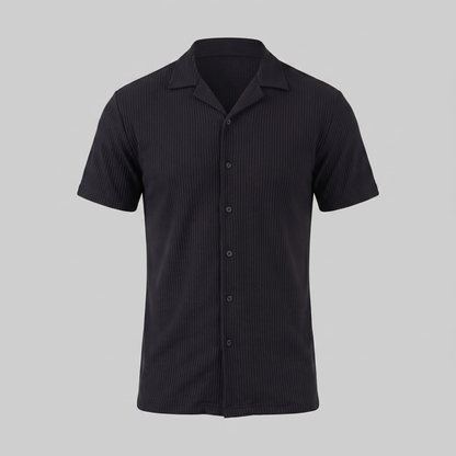 Men's Ribbed Cuban Collar Shirt