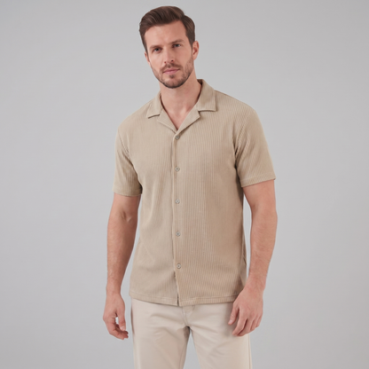 Men's Ribbed Cuban Collar Shirt