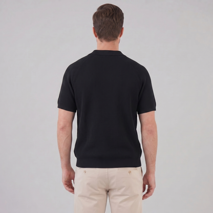 Men's Ribbed Knit Button-Through Polo