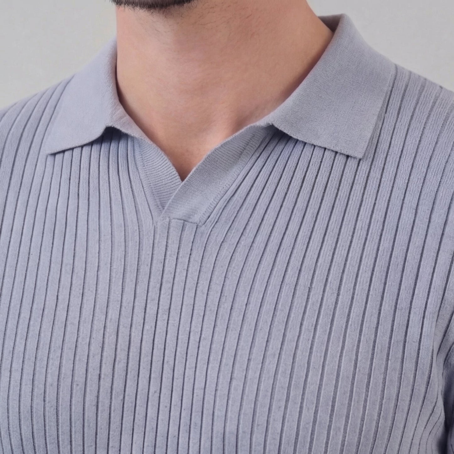 Men’s Ribbed Knit Short Sleeve Polo Shirt