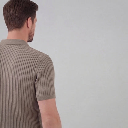Men’s Ribbed Knit Short Sleeve Polo Shirt