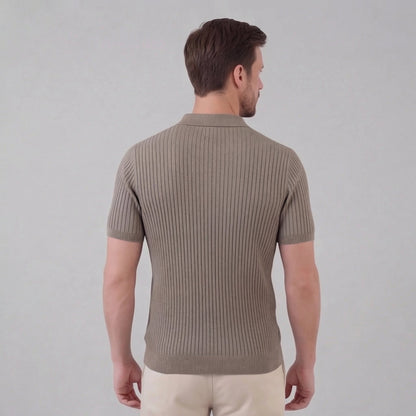Men’s Ribbed Knit Short Sleeve Polo Shirt