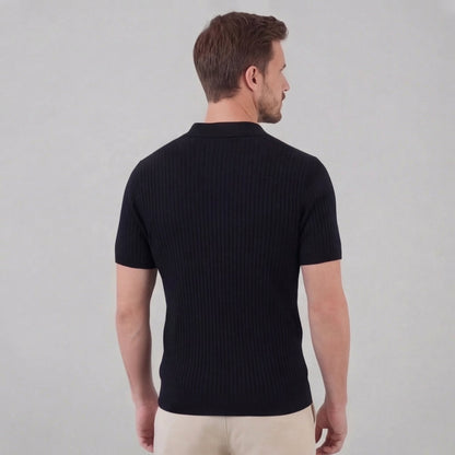 Men’s Ribbed Knit Short Sleeve Polo Shirt