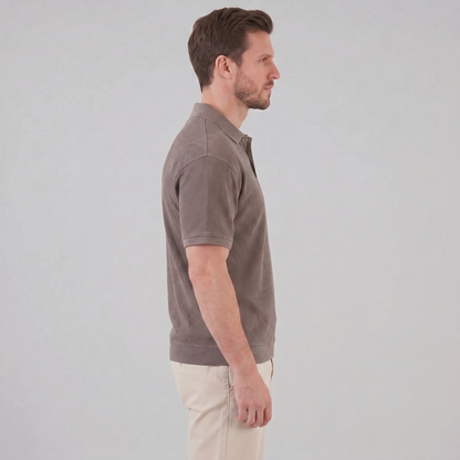 Men's Ribbed Short Sleeve Polo Shirt