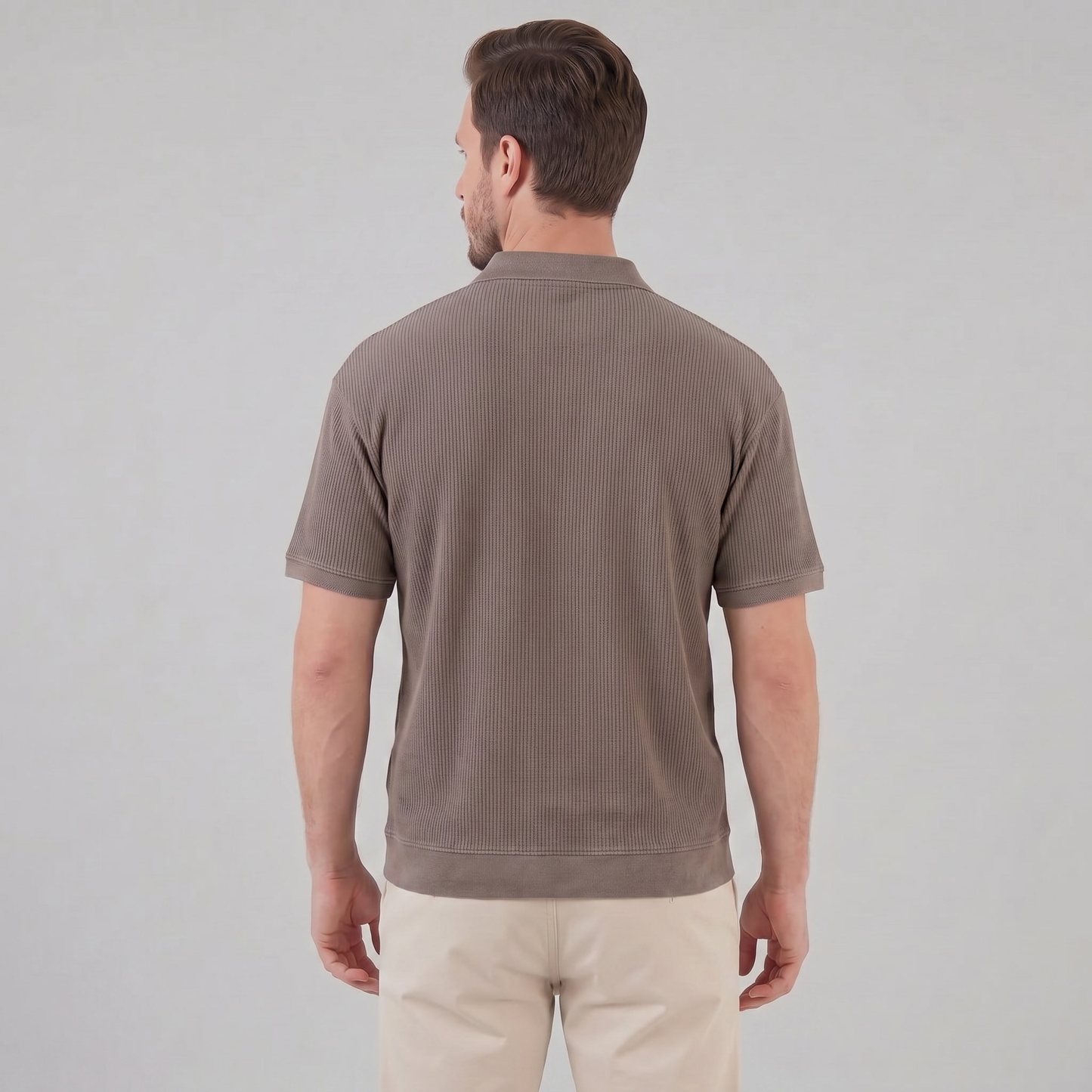 Men's Ribbed Short Sleeve Polo Shirt