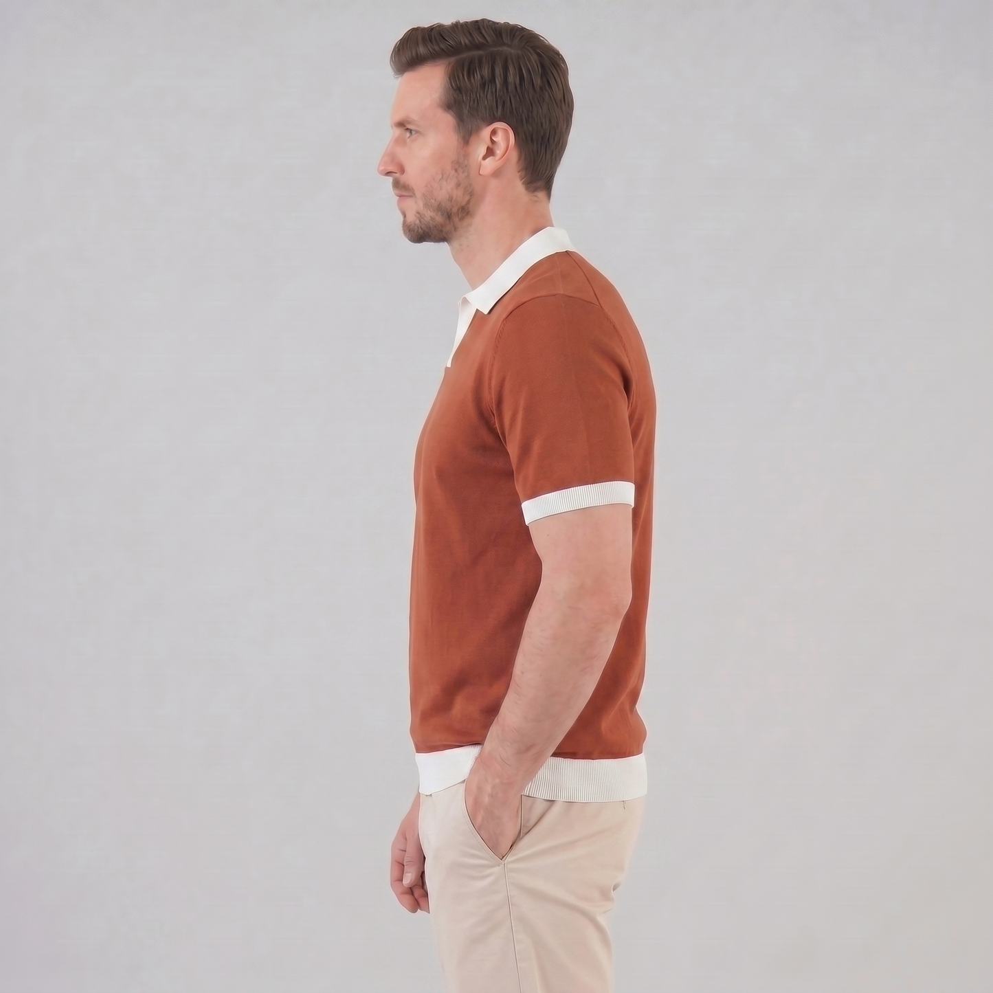 Men's Short Sleeve Knitted Polo Shirt