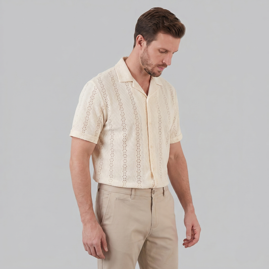 Men's Short-Sleeved Cuban Collar Shirt