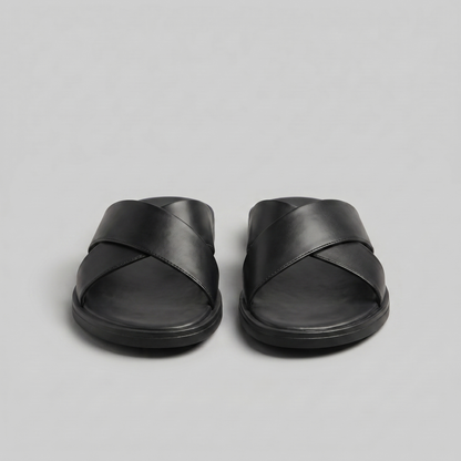 Men's Slide Sandals with Cross Strap Design