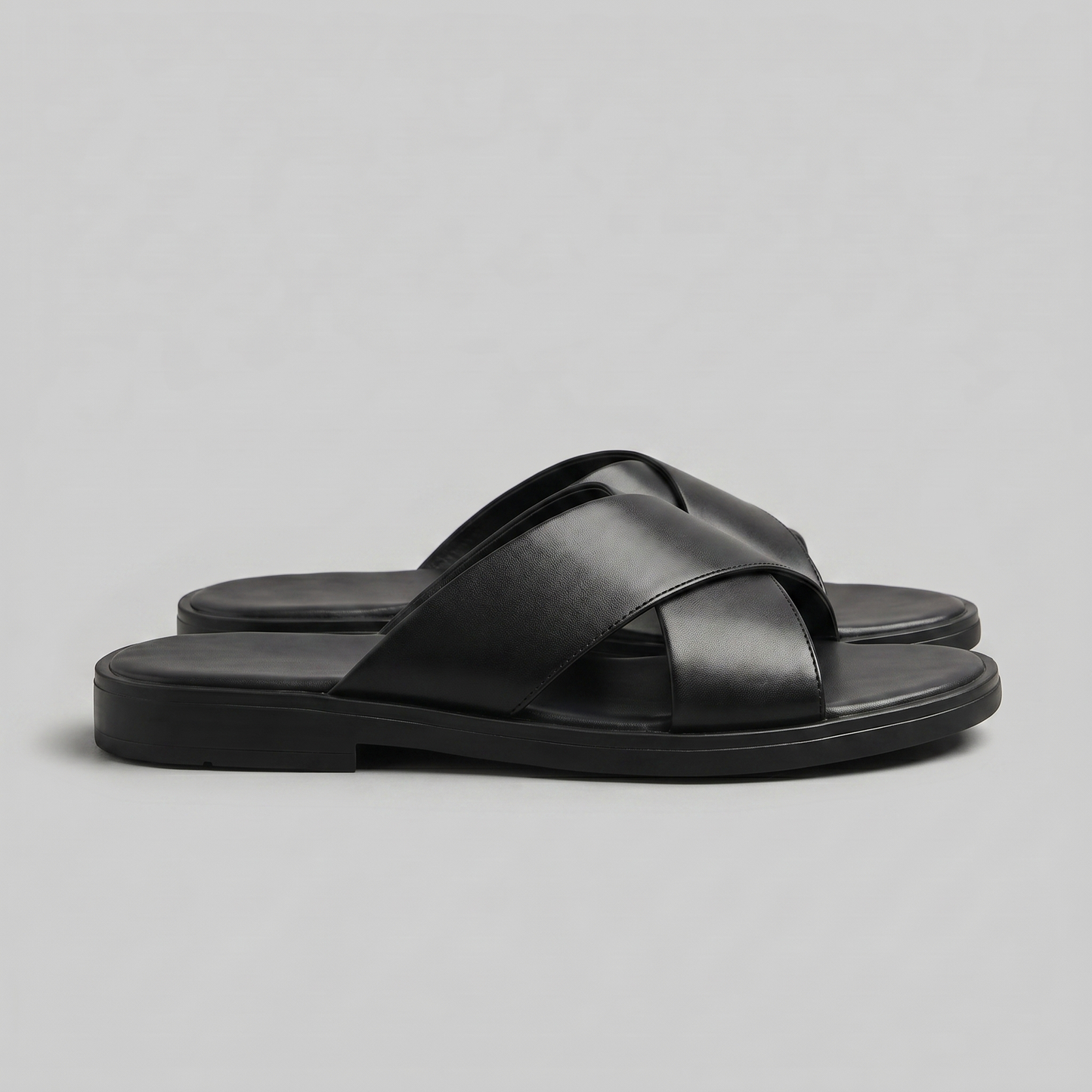 Men's Slide Sandals with Cross Strap Design