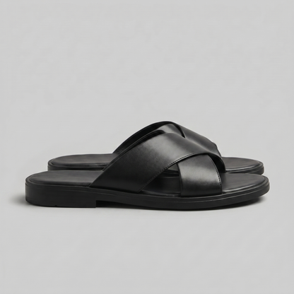 Men's Slide Sandals with Cross Strap Design